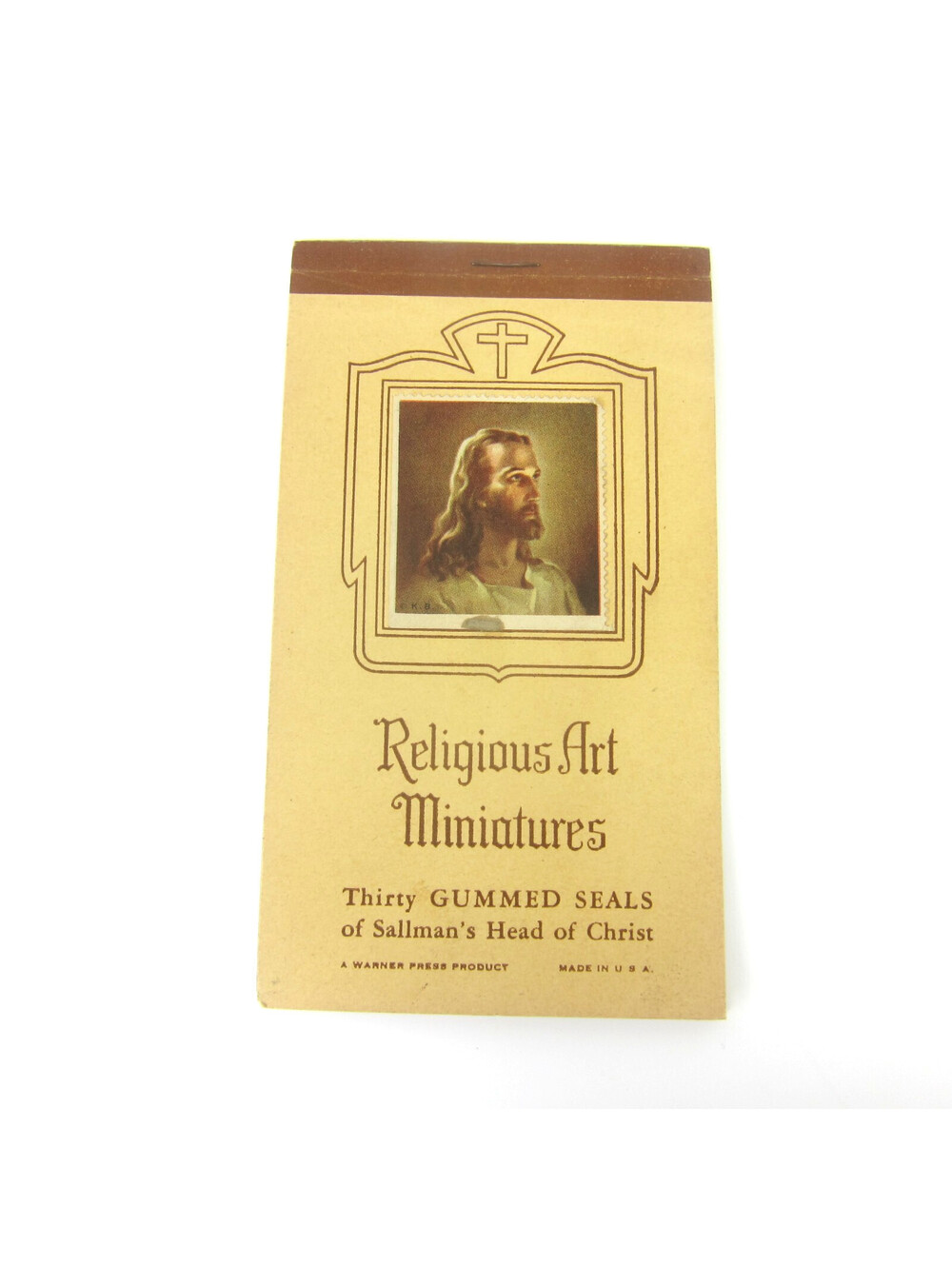 Vintage Gummed Seals Sallmans Head of Christ Jesus Religious Art Miniatures